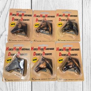 Vintage Brass Horse Head Hardware Drawers Pull Barn Rustic Fun Decorative